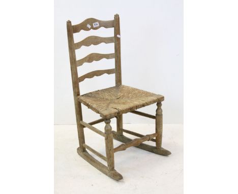 Oak Ladder Back Rocking Chair with Rush Seat