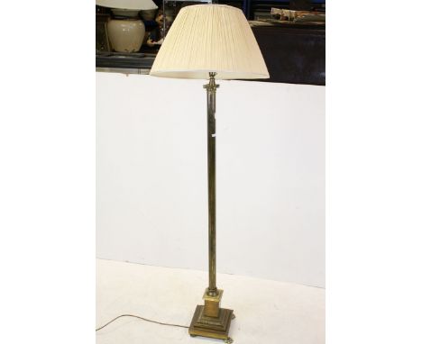 Brass Corinthian Column Standard Lamp with Shade