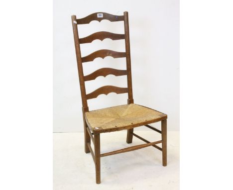 Oak Ladder Back Low Chair with Rush Seat 