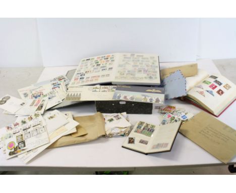 Stamps - Box Folder containing Stockbooks and Albums of UK and Commonwealth Stamps, plus a few First Day Cover, Stamps on Pap