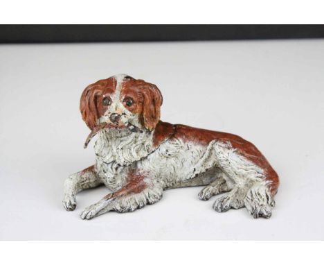 Cold Painted Bronze King Charles Spaniel in the form of a Desk Inkwell