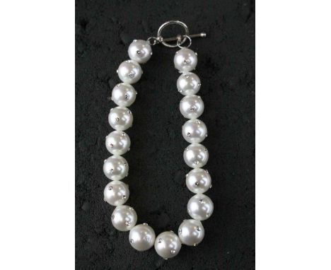 Freshwater Pearl and CZ Bracelet