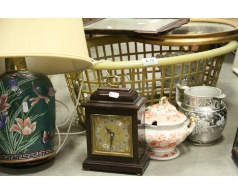 Mixed Lot including a Ceramic Table Lamp, Two Small Mirrors, Mantle Clock, plus other 19th century Ceramics and Glass