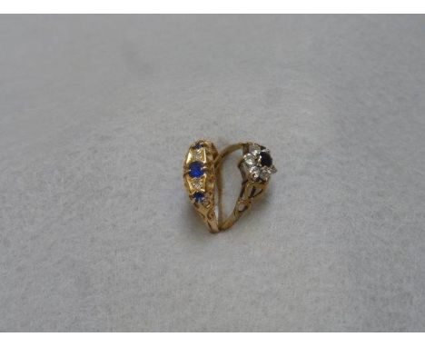 A 9ct gold dress ring and a Victorian style sapphire and diamond ring, size R.