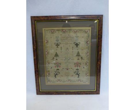 An early 19th Century framed and glazed sampler by Sussana Dot aged 9, dated 1813.