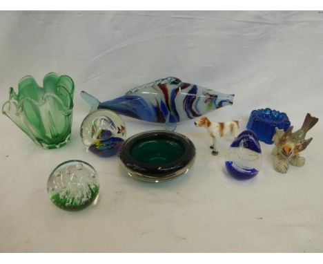 A selection of studio glass and ceramic ornaments etc.