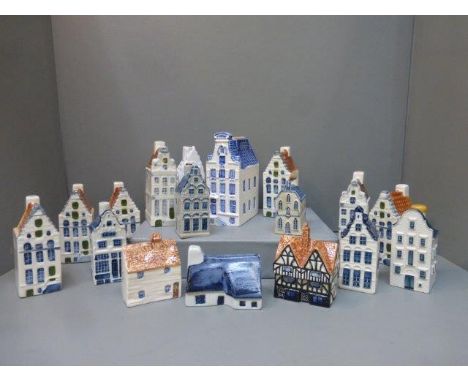 A collection of 16 ceramic houses and cottages, mostly Dutch. 