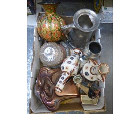 An assortment of mixed collectables including a Poole Aegean plate, a miniature curling stone etc. 