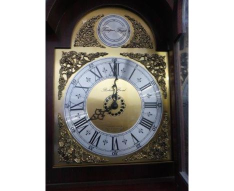 A contemporary mahogany longcase clock inscribed Richard Broad, Bodmin, Cornwall, England to the dial.