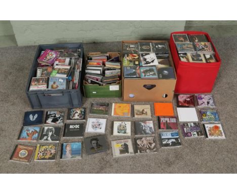 Four boxes of assorted CD's of mainly pop and rock to include The Beatles, Elvis Presley, Muse, Elbow, Iron Maiden, Arctic Mo