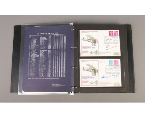 A folder of signed first day covers, from the 50th Anniversary King's Cup Air Race, 15th July 1972. Includes Prince William c