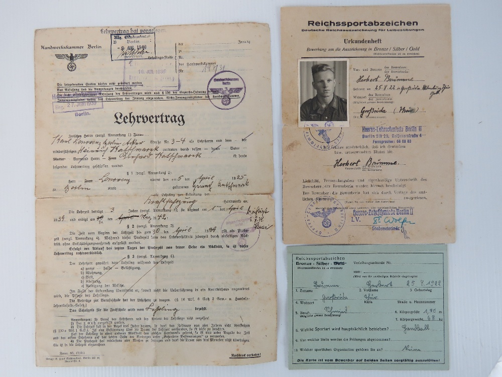 WWII German Army "Wehrmacht" ID Papers and award documents for a