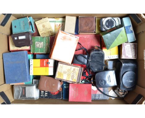 A Tray of Light Meters, including a Gossen Lunasix F, Sixtar, Sixton, Sekonik models, General Electric meter, other examples,