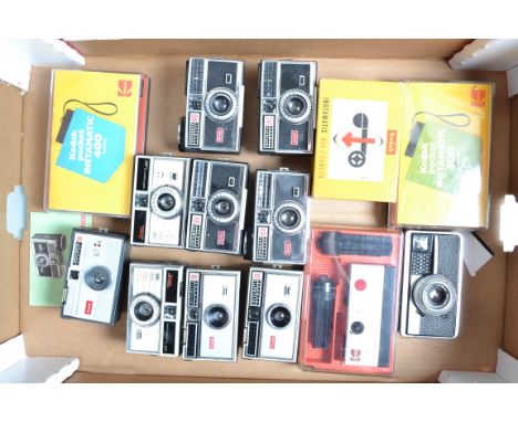 A Tray of Kodak Instamatic Cameras, Instamatic 50, 100, 104, 200, 204, 300, 304, 400, 404, 500, cased pocket 100, 400 and 300