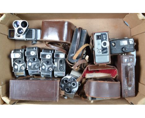 A Tray of 8mm Cine Camera Bodies, including Bolex D8L (4), Eumig Servomatic, Cima D8, model B-B Cine Kodak and other examples