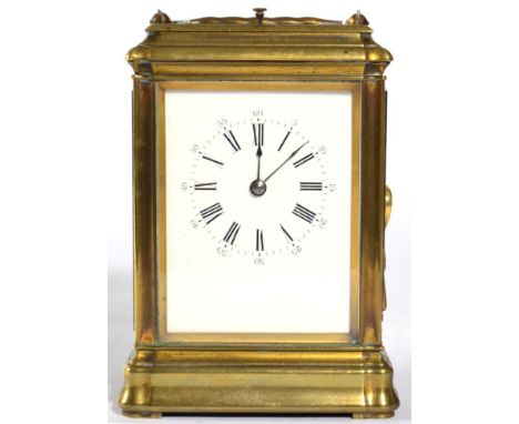 A Brass Striking and Repeating Carriage Clock, stamped Soldano on the Platform Escapement, circa 1890, carrying handle and re