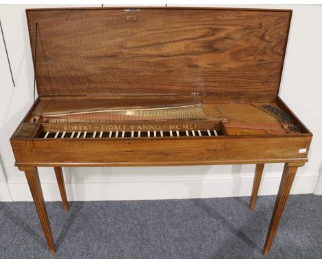 Clavichord By Robert Goble 1951 with 4 1/2 octave keyboard, rosewood faced natural keys and ivory faced sharp/flat keys, deco