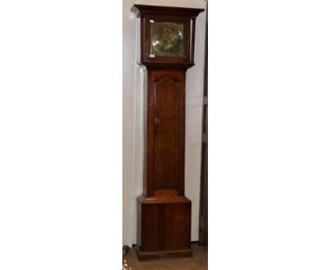 An Oak Thirty Hour Longcase Clock, signed Will Snow, numbered 383, circa 1770, flat top pediment, arched trunk door, 11-inch 