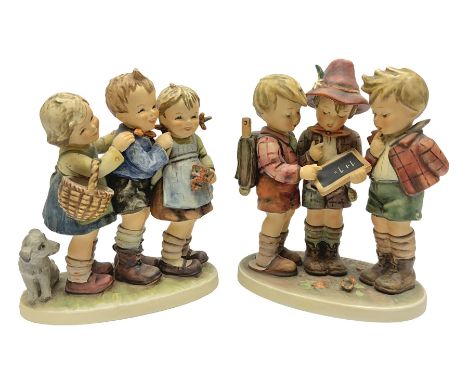 Hummel figure group by Goebel, School Boys, together with a similar Hummel figure group, Follow the Leader, tallest H19cm