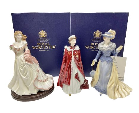 Three Royal Worcester figures, comprising Glyndebourne, with original box, Royal Worcester Special Even 1998 Elizabeth, with 