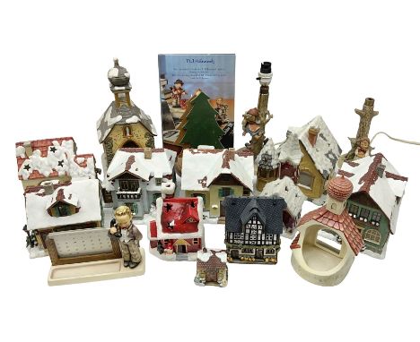 Four Hummel by Hoebel Light Up Bavarian Village houses, together with Hummel calendar, lamp, reference book and other similar