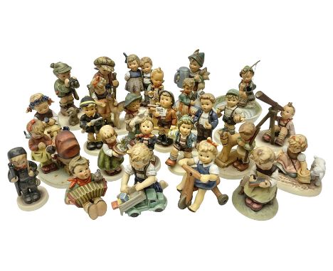 Twenty six Hummel figures by Goebel, to include Fire Fighter, Band Leader and Spring Sowing