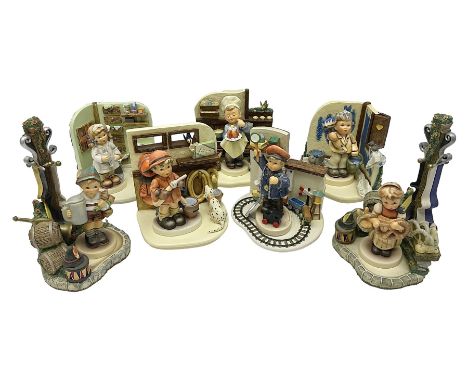 Seven Hummelscapes by Goebel, to include Painting Pals, To The Rescue, Healing Hands, Homeward Bound, Kozy Kitchen and two Ok