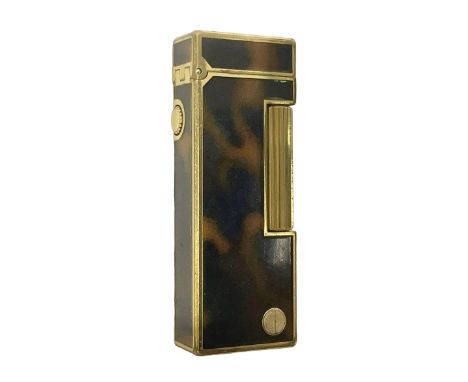 Dunhill Rollagas lighter, in gold plated tortoiseshell pattern case, stamped with AD shield to base and in original brown vel