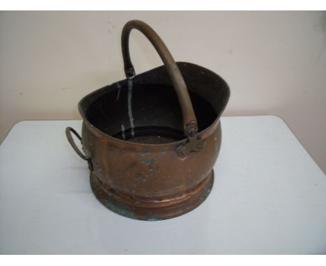 Small copper coal helmet with swing handle