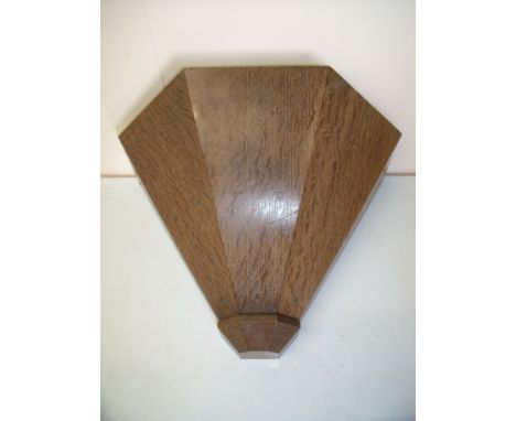 Oak Mouseman style Art Deco shaped uplifter wall light (width 47cm, depth 33cm)