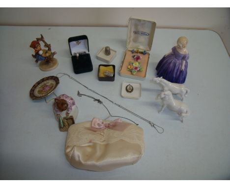 Royal Doulton figure 'Marie', Beswick Beatrix Potter figure Hunca Munca sweeping, Hummel figure and various other items inclu