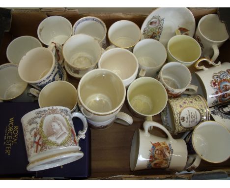 Large selection of Royal Worcester and other commemorative ware including a Harrods Stores of London, Queen Victoria Golden J