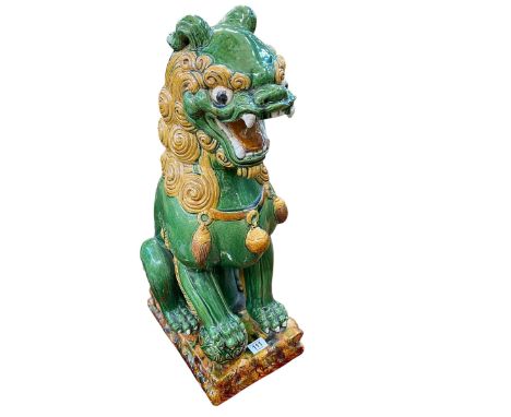 Pair of large Chinese pottery dogs of fo, 59cm high.