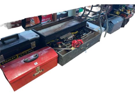 Large collection of assorted tools and tool boxes, Cosmo compressor, etc.