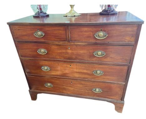 Georgian mahogany chest of two short above three long graduated drawers on bracket feet, 96cm by 108cm by 53cm.