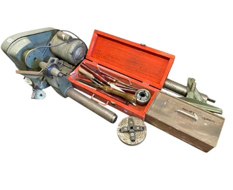 Nu Tool 12" 5 speed wood turning lathe and accessories including chisels.
