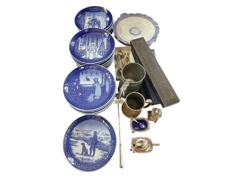 Collection of Royal Copenhagen Christmas plates, cruet set, cutlery, tankards, etc.