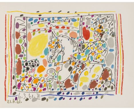 Pablo Picasso (1881-1973)Jamie Sebartes: A los Toros mit Picasso (Bloch 1014-47; Cramer 113)The book, comprising four lithogr