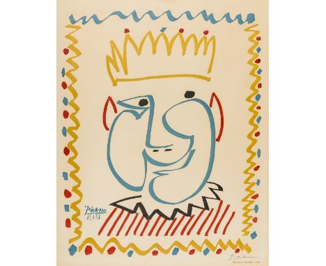 δ Pablo Picasso (1881-1973) (after)Tête de roiLithograph printed in colours, 1951, signed in pencil, from the edition of an u