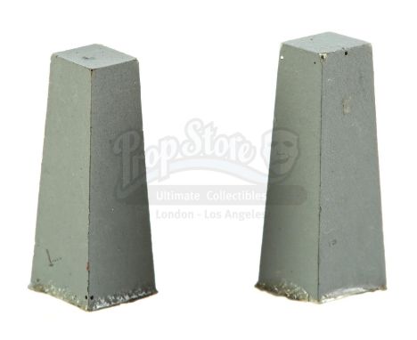 Two miniature gun towers from the production of Richard Marquand's Star Wars: Return of the Jedi. These miniature towers were