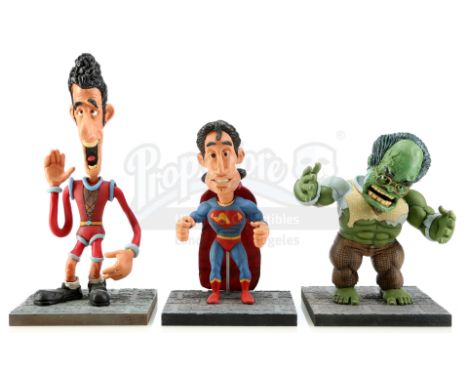 A set of three Will Vinton Studios Seinfeld superhero puppets from the production of the comedy television series Seinfeld. W
