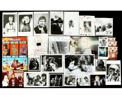 A set of photographs with a copy of Famous Monsters #151 from the promotion of George Lucas' Star Wars film trilogy. Famous M