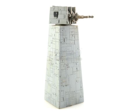 A large-size Death Star II tower and turret model from Richard Marquand's Star Wars: Return of the Jedi. Much like its predec
