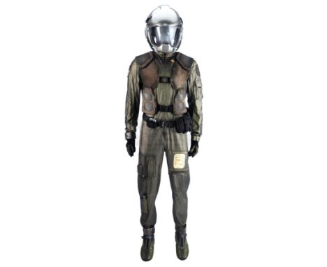 A Colonial Viper pilot costume from the rebooted sci-fi television series Battlestar Galactica. Viper pilots wore flightsuit 