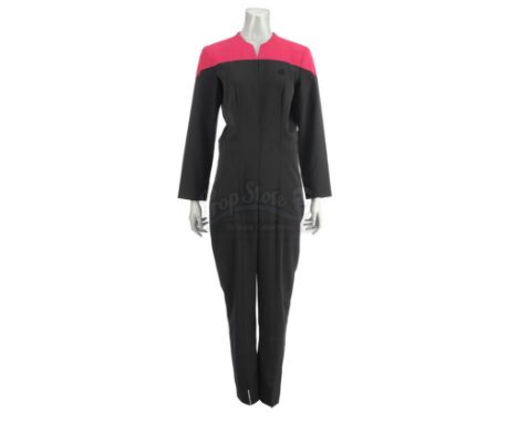 Captain Nicole Janeway's (Genevieve Bujold) Starfleet uniform from the pilot episode of the sci-fi television series Star Tre