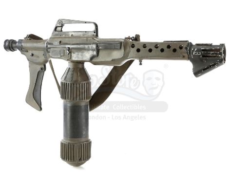 A practical special effects Colonial Marine flamethrower unit from the production of James Cameron's sci-fi horror sequel Ali