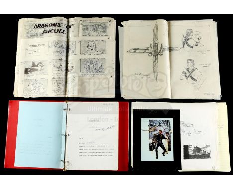 A set of hand-drawn storyboards with notes and a script from Peter Yates' 1983 fantasy adventure Krull. The items in this col