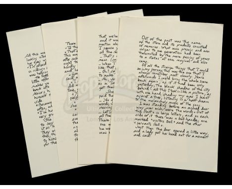 Gil Pender's (Owen Wilson) manuscript pages from the Oscar-winning romantic comedy Midnight in Paris. After being transported