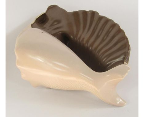A Poole pottery twin tone conch sell, printed mark C54, 28cm long.