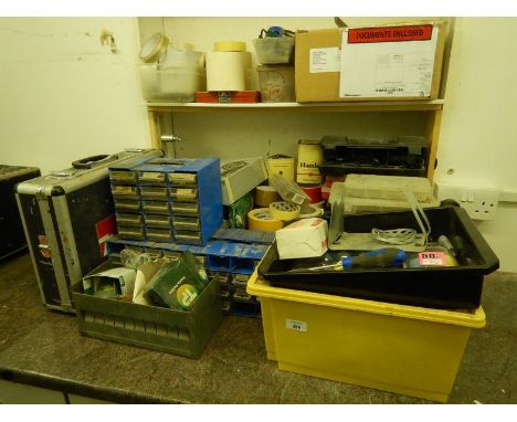 Various tools, tape, etc. Viewing: Tuesday 12th July 10am to 4pm Grangeway Road Wigston LE18 1JE. Collection by arrangement w